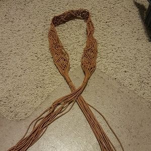 Faux Leather Brown Braided Belt